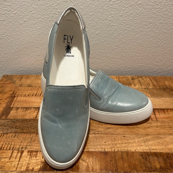 Fly London Deca Womens Deca Blue Casual Leather Wedge Platform/Sneakers Size 41 - Picture 5 of 7